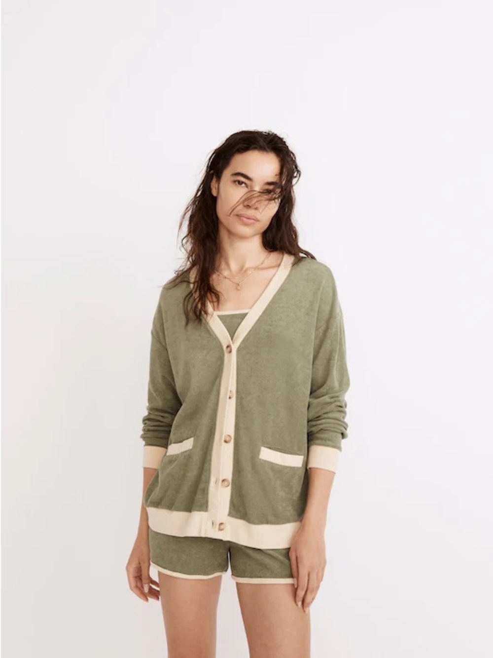 Madewell MWL Towel Terry Cardigan in Colorblock